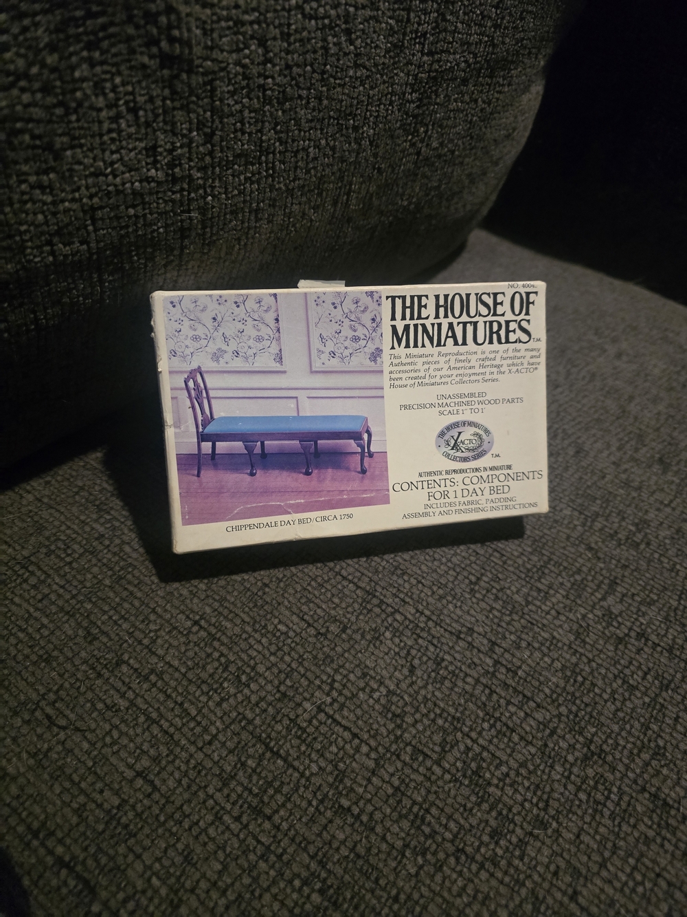 The House of Miniatures | 1:12 Chippendale Day Bed Miniature Kit (Kit #40043)